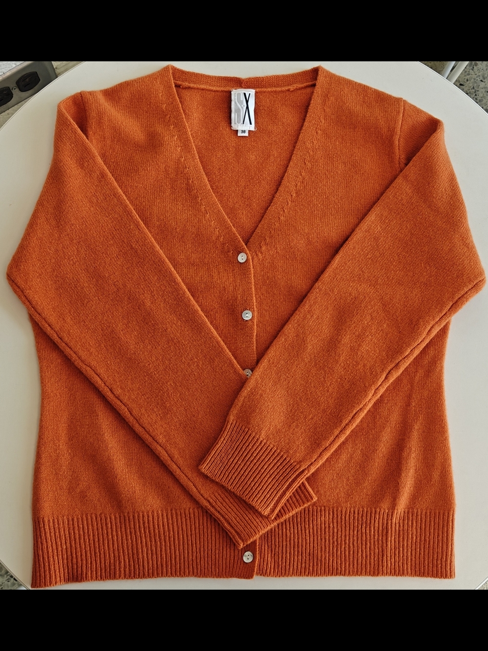 V-Neck Orange Button Cardigan Sweater